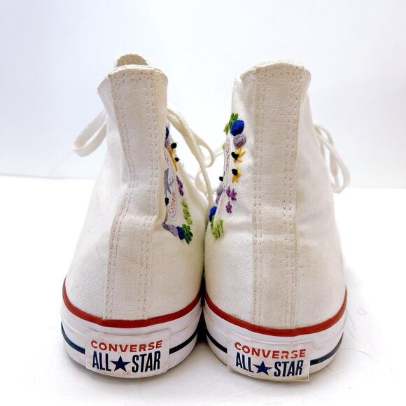 Converse Chuck Taylor Flower Embroidered Womens 12 Mens 10 All Star High Classic - Picture 6 of 10